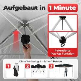 onbest Faltpavillon 3 x 3 m inkl. 4 Seitenteile Schwarz