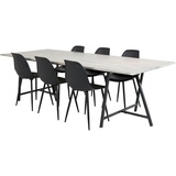 ebuy24 Jepara Essgruppe Esstisch Teak und 6 Polar Esszimmerstühle schwarz.