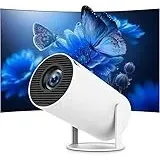 Optivue HY300 Pro Mini Beamer, 1080p Support 4K Decoding Projektor mit WLAN & Bluetooth, Tragbarer Heimkino Beamer, HDMI USB, Weiß
