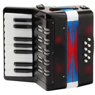 Classic Cantabile Bambino Nero Kinder Akkordeon, Schwarz (ab 3 Jahre, 17 Noten Tasten, 8 Bässe,