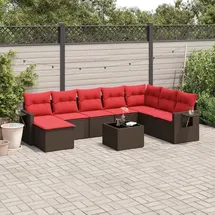 vidaXL Gartensofa-Set 9-tlg. braun