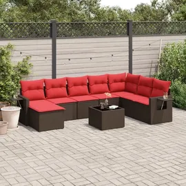 vidaXL Gartensofa-Set 9-tlg. braun