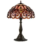 Casa Padrino Tiffany Tischleuchte Mehrfarbig Ø 42 x H. 60 cm - Luxus Wohnzimmer Tischlampe