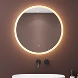 doporro LED-Badspiegel runder Wandspiegel φ60 cm Dimmbar Beschlagfrei 5mm Float-Glas mit Touchschalter und Memory, Badezimmerspiegel LED-Spiegel 05 - Weiß