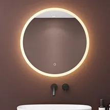 doporro LED-Badspiegel runder Wandspiegel φ60 cm Dimmbar Beschlagfrei 5mm Float-Glas mit Touchschalter und Memory, Badezimmerspiegel LED-Spiegel 05 - Weiß