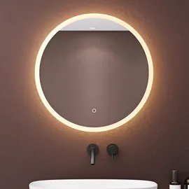 doporro LED-Badspiegel runder Wandspiegel φ60 cm Dimmbar Beschlagfrei 5mm Float-Glas mit Touchschalter und Memory, Badezimmerspiegel LED-Spiegel 05 - Weiß