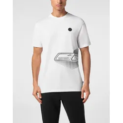 T-Shirt PLEIN SPORT "T-Shirt Rundhalsausschnitt", Herren, Gr. XL, weiß (01, weiß), Obermaterial: 100% Baumwolle, Shirts