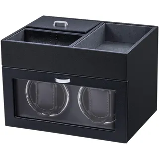 Mcbazel Automatische Uhrenbeweger 2 Uhren, Multifunktionaler Watch Winder Leder Automatische Uhrenanzeige LED-Licht Leisem Motor Luxuriöse Schmuckaufbewahrungsbox -Färberei