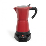 LIVOO Livoo, Italienische Kaffeemaschine DOD117RC, elektrisch, Rot und Schwarz, aus Metall, 300 ml für 6 Tassen, Leistung 480 W