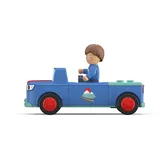 Siku 0103 - Toddys, Mio Mounty, Spielzeugauto mit Rückziehmotor und Spielfigur, blau/türkis