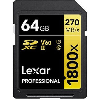 Lexar SDXC Professional Type Gold - 1800x 270MB/s V60 II 64 GB