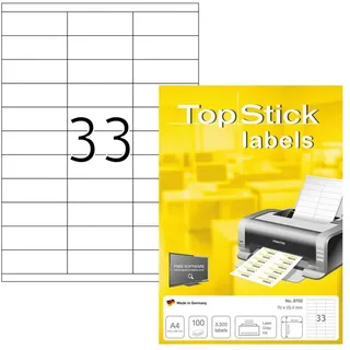 Topstick Etiketten A4 70 x 25,4 mm, weiß