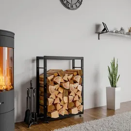 CLP Kaminholzständer Keri V2 Metall 25 x 60 x 80 cm Schwarz