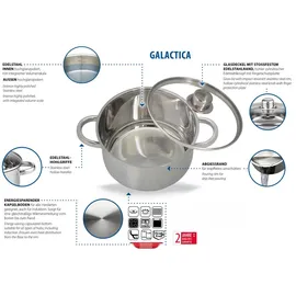 ELO Basic Galactica 15-teilig Edelstahl inklusive 3 Bratpfannen Pfas Free Pfanne + Kochtopf Silber