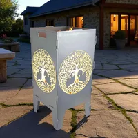 Feuerkorb Lebensbaum hochwertig Feuertonne 38x75cm 3mm Stahl Feuerstelle Garten