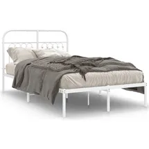 vidaXL Bettgestell mit Kopfteil Metall Weiß 193x203 cm