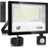 100W Fernsteuerung LED Strahler mit Bewegungsmelder Außen,Superhell 10000LM LED Scheinwerfer,7000K Kaltweiß Scheinwerfer, IP67 Wasserdichte Außenstrahler,für Hinterhof,Innenhöfe,Auffahrt,Garage