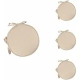 Set Mit 4 Runden Sitzkissen, Runden Stuhlkissen, Stuhlpolstern Für Esszimmer, Garten, Zuhause, Büro, Küche (beige)