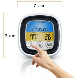 Intirilife Barbecue Thermometer in WEISS - 7 x 7 cm - Digitales BBQ Thermometer mit Timer zum Grillen und Kochen