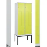 C+P Z-Spind Classic PLUS, Gestell, 4 Abteile, HxBxT 212x80x50cm, Zylinderschloss, Hellgrau/Clowngrün von PROREGAL