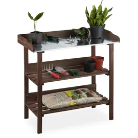 Relaxdays Pflanztisch 86 x 42 cm Dunkelbraun