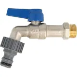 Hermann Schmidt Kugelauslaufventil 1/2 Zoll matt verchromt blau