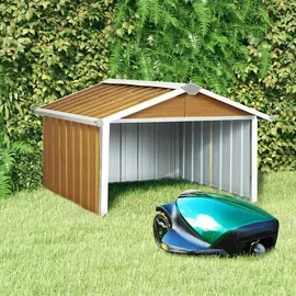 vidaXL Mährobotergarage 92 x 97 x 63 cm Verzinkter Stahl Braun