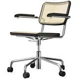 Thonet - S 64 VDR Drehsessel, Chrom / Buche schwarz gebeizt (TP 29) / Rohrgeflecht mit Kunststoffstützgewebe