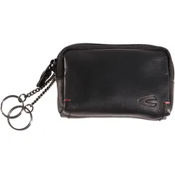 Schlüsseltasche CAMEL ACTIVE "Salamanca", schwarz, Leder, clean, unifarben mit Farbeinsatz, gepflegt, klassisch, Kleinlederwaren, aus hochwertigem Rindsleder mit kontrastreichem Handstich-Detail