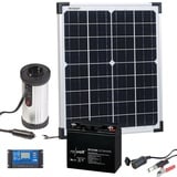 Solarpanel (20 W) mit Akku, Laderegler und 230-V-Wandler