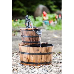 Heissner Gartenbrunnen Wooden Barrels mit 2 Kübeln (016591-00)