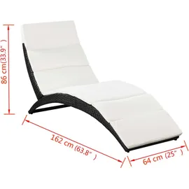 vidaXL Sonnenliege 162 x 64 x 86 cm schwarz/cremeweiß inkl. Auflage klappbar