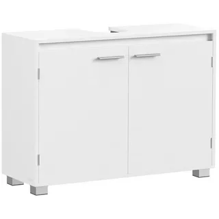 VASAGLE Waschbeckenunterschrank Badezimmerschrank, 2 Fächer, für Waschbecken ohne Säule, wolkenweiß Badezimmer-Unterschrank mit Füßen, 30 x 80 x 60 cm weiß 80 cm x 60 cm x 30 cm