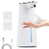 Nikou Seifenspender Automatisch 400 ML, Elektrischer Schaum Seifenspender mit Sensor Infrarot, Wandbefestigung 500 mAh, 2 Einstellbare Stufen, IPX6 Wasserdicht, für Küchen, Bad (Weiß)