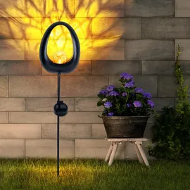 ETC Shop Solarleuchte Flamme Metall Glas H 93 cm 3er Set gelb