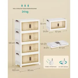 Songmics Organizer auf Rollen, 4 Ebenen, Boxen mit Deckel,