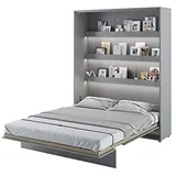 Schrankbett Bed Concept, Wandklappbett mit Lattenrost, V-Bett, Wandbett Bettschrank Schrank mit integriertem Klappbett Funktionsbett (BC-12, 160 x 200 cm, Grau/Grau, Vertical)