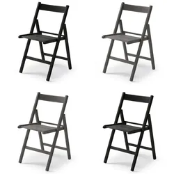 Yelloo - Stühle mod. LIBRO KIT 4-tlg. farbig (2 Grau 2 Schwarz) klappbar Platzsparend zusammenklappbar Massivholz Buche