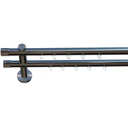 Gardinenstange INDEKO "Consul", silber (chrom, glanz), L:310cm Ø:20mm, Aluminium, Gardinenstangen, Innenlauf Komplett-Set inkl. Gleitern und Montagematerial