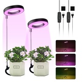 ELINKUME Pflanzenlampe LED Vollspektrum,Pflanzenleuchte Wachstumslampe für Pflanzen Zimmerpflanzen mit 10 Helligkeit und Zeitschaltuhr,USB Pflanzenlicht,Verstellbare Höhe,Für Kleine Pflanzen(2 Stück)