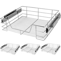 CASARIA® Teleskopschublade 4er Set 60cm Verchromt 25kg Belastbar Korbauszug Vollauszug Zubehör Haushalt Kleiderschrank Küchenschublade Schrankauszug