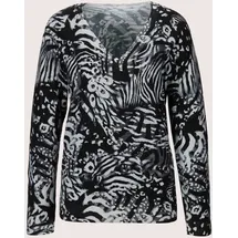 Madeleine V-Pullover mit Unikat-Print Schwarz / Grau 40/42