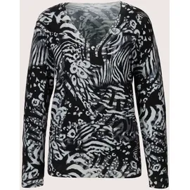 Madeleine V-Pullover mit Unikat-Print Schwarz / Grau 40/42