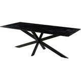 MASSIVMOEBEL24.DE Esstisch Marmor/Kreuzgestell Barcelona Größen, Farbe:Marmor schwarz, Größe:220x100 cm, Gestell:Kreuzgestell Eisen schwarz