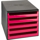 M&M Schubladenbox DIN A4 28,5 x 35,7 x 26 cm 5-tlg. rot