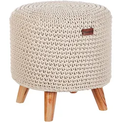 Hocker Baumwolle beige Makramee ⌀ 40 cm MARDAN