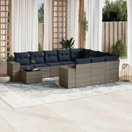 vidaXL Gartensofa-Set 11-tlg. grau Polyrattan