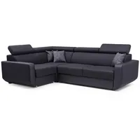 Furnix Ecksofa FENZZY Eck-Couch in L-Form mit Schlaffunktion verstellbare Kopfstützen, Bettkasten, 263x97x184 cm, Liegefläche 126x205 cm, Sitzhöhe 43 cm schwarz