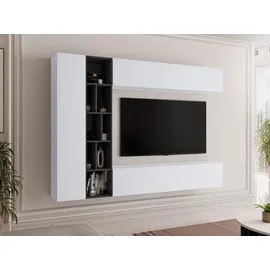 Mirjan24 Wohnwand, Weiß, Holzwerkstoff, Rechteckig, 224x160x33 cm, Wohnzimmer, Wohnwände, Wohnwand-Sets