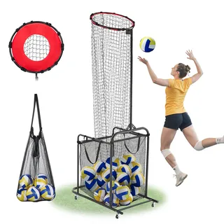 Vevor Volleyball Trainingsnetz, winkel- und höhenverstellbarer Volleyballtrainer, tragbares Übungsnetz mit Wagen & Rädern & Tragetasche, professionelles Aufschlag & Schmettertraining